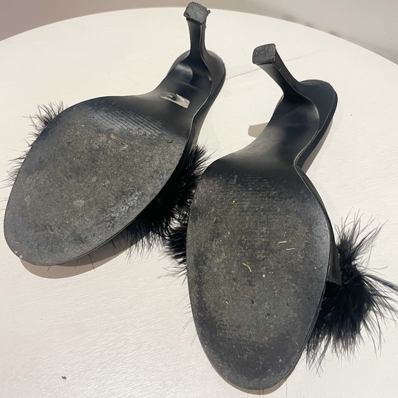 Vintage 90s Victoria Secret Black Boa Satin Heels/Pumps - Picture 6 of 9